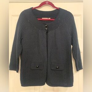 Croft & Barrow Navy Small Cardigan Knit Sweater. 3029